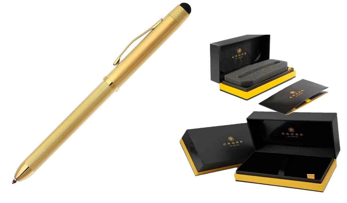 Cross Tech3+ Special Edition 3-in-1 Pen & Stylus -23KT Diamond Pattern Gold cross