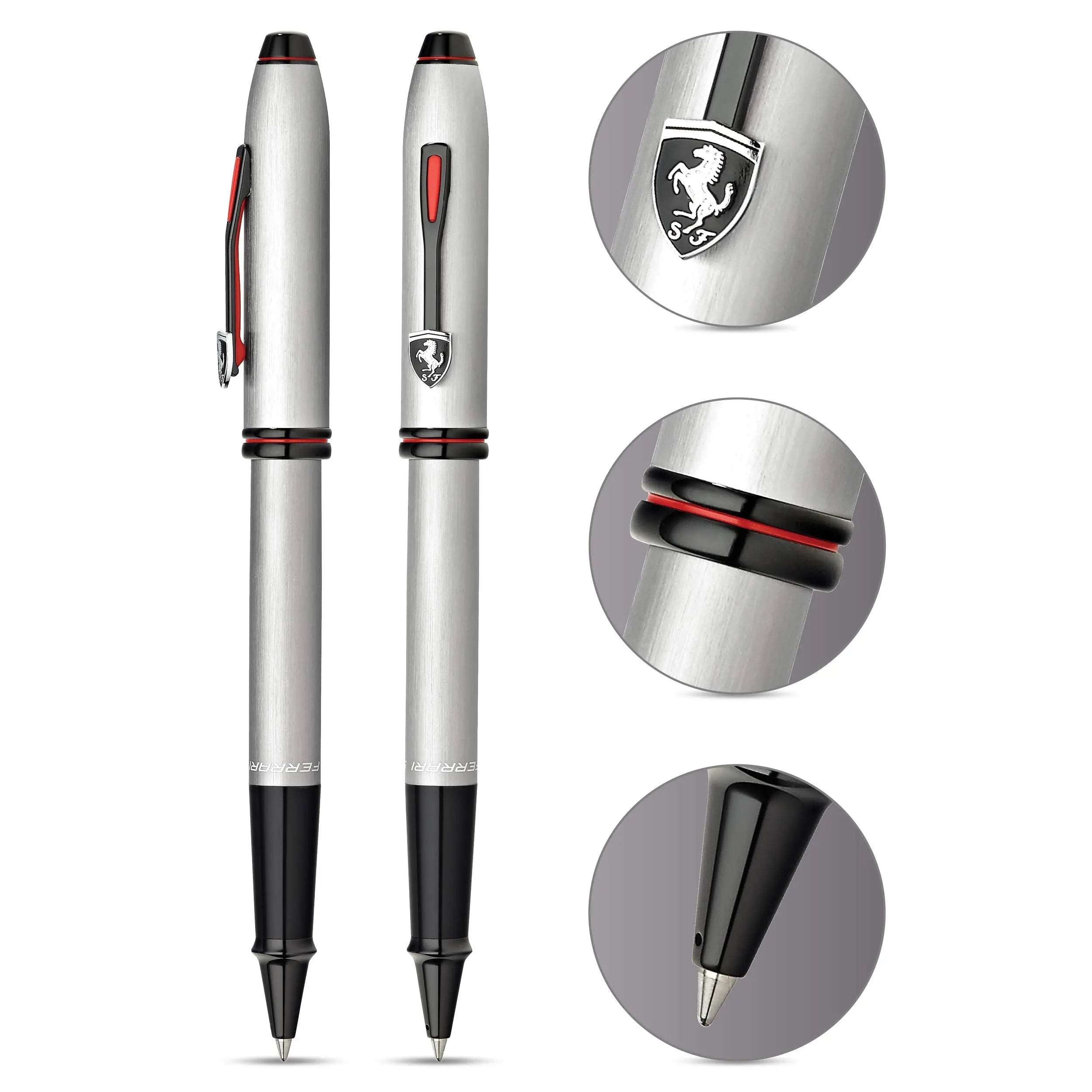 Cross Townsend Collection for Scuderia Brushed Platinum w/Polished Black PVD Appointments Rollerball Pen Cross