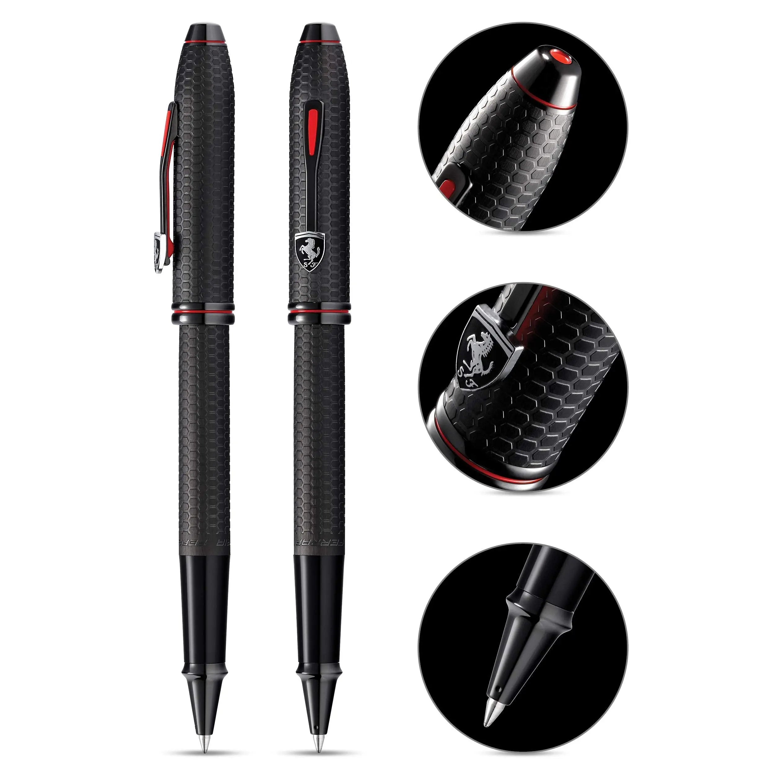 Cross Townsend Collection for Scuderia Ferrari - Brushed Black, Etched Honeycomb Pattern Rollerball Pen Cross