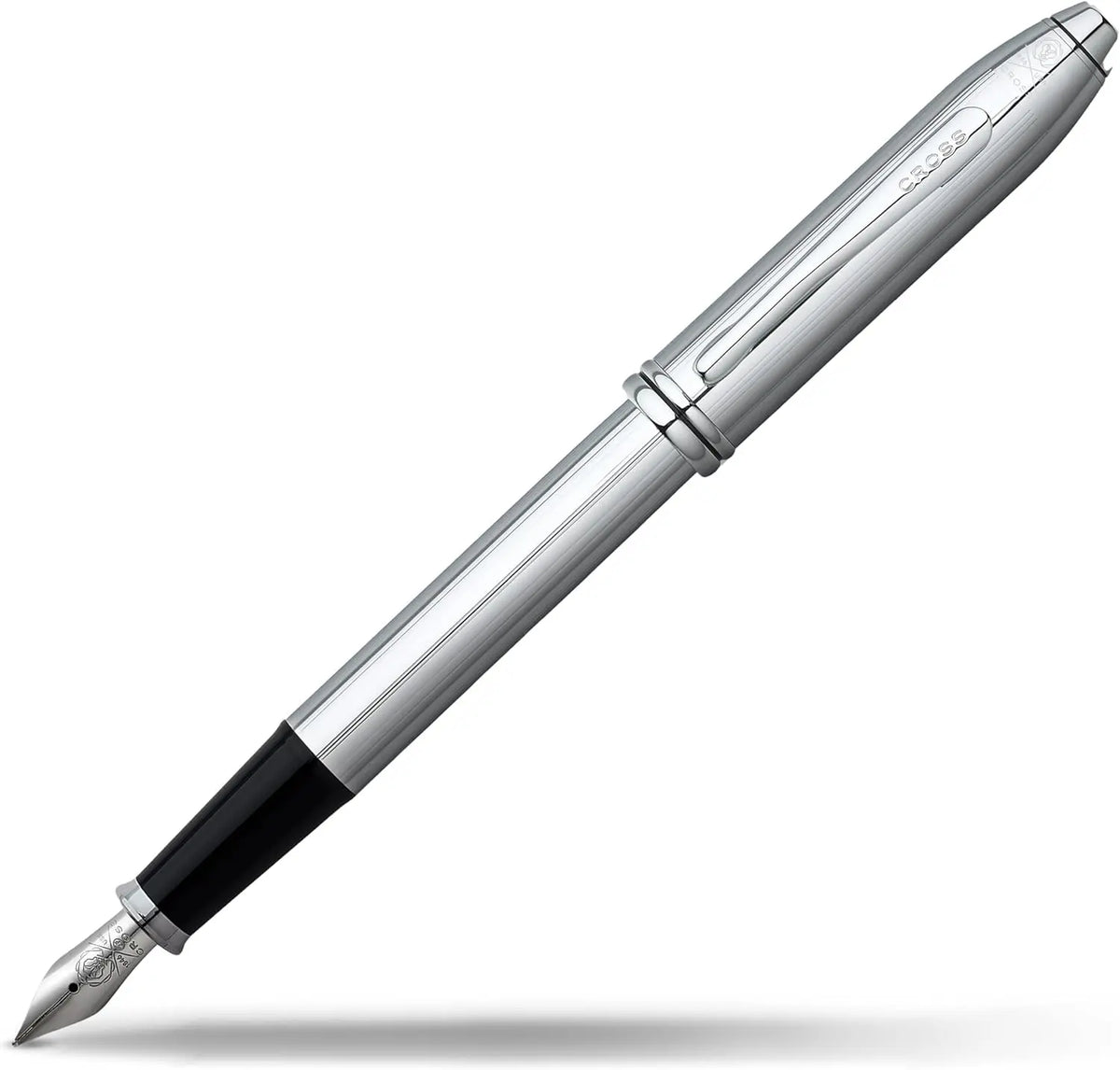 Cross Townsend Fine Point Fountain Pen, Lustrous Chrome, Black Ink, Presented in Luxury/Corporate Gift Box cross