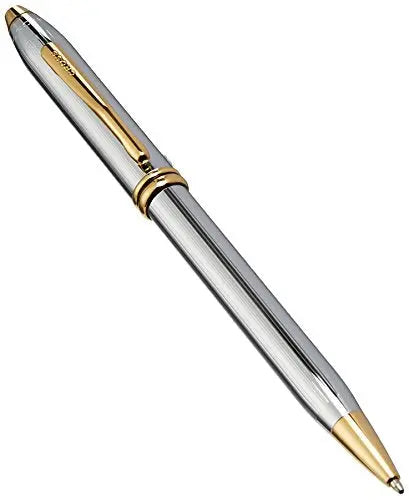 Cross Townsend Medalist Refillable Ballpoint Pen, Medium, 23 Carat Gold Plated Appointments, Includes Luxury Gift Box - Polished Chrome Cross