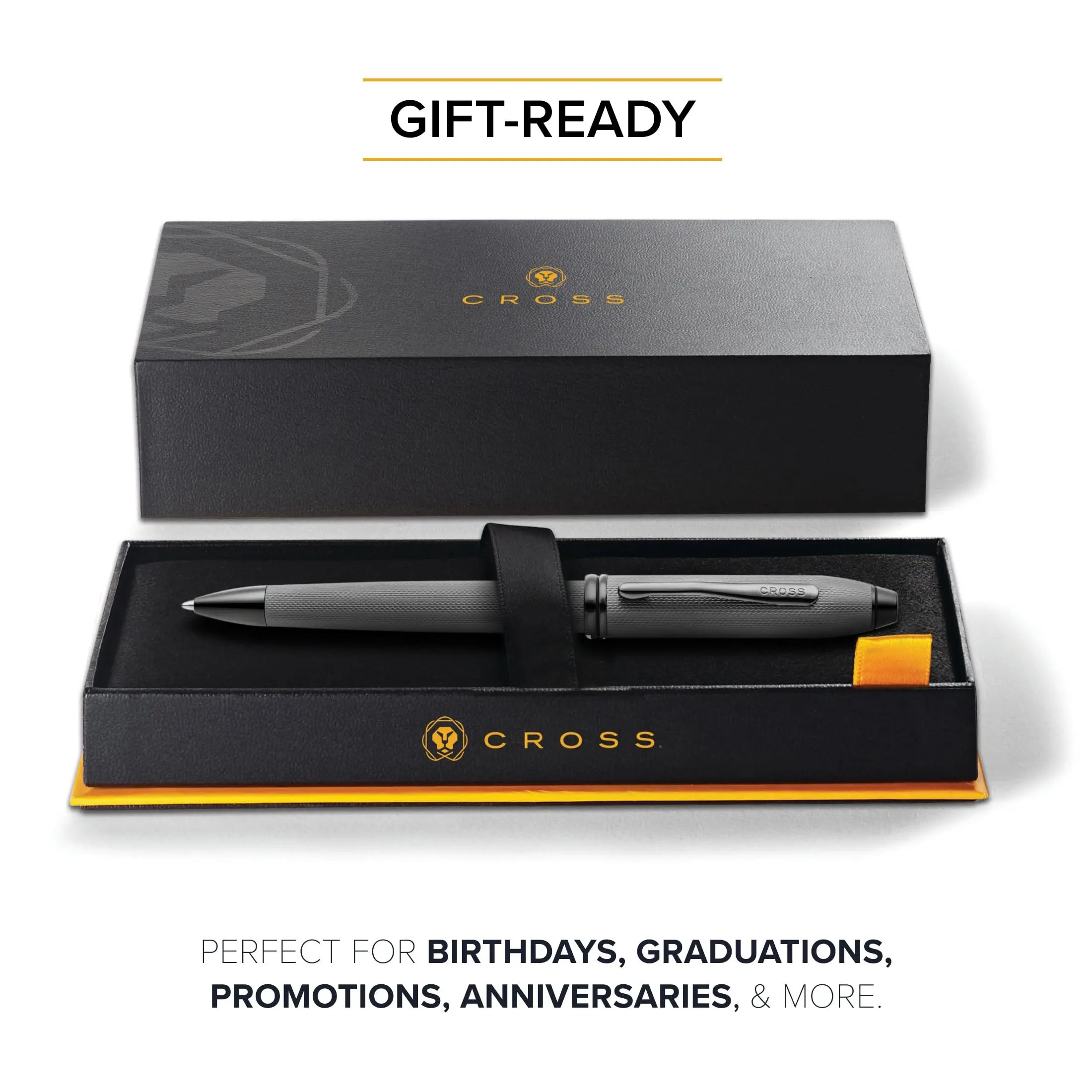 Cross Townsend PVD Micro-knurl Ballpoint Pen, Elegant Pen, Black Ink for Effortless Writing - Consistent, Smooth Writing - Long-Lasting - Includes Gift Box Cross