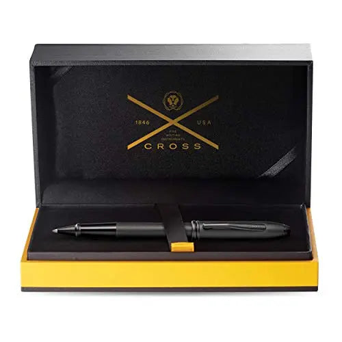 Cross Townsend PVD Micro-knurl Rollerball Pen - Black Cross