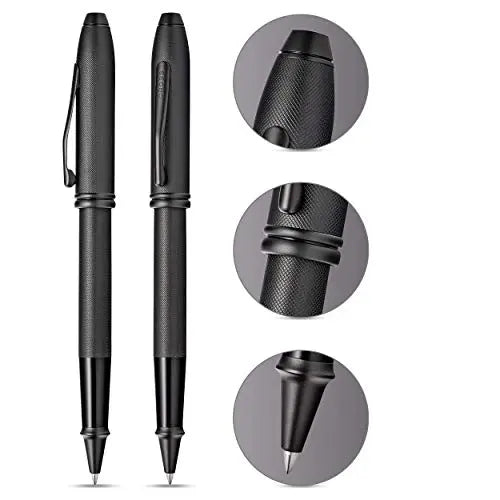 Cross Townsend PVD Micro-knurl Rollerball Pen - Black Cross