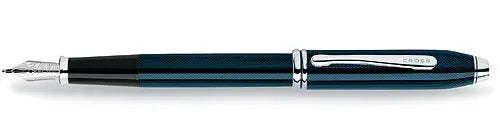 Cross Townsend Quartz Blue Lacquer w/Two-Tone 18kt Gold/Rhodium-Plated Nib Medium Point Fountain Pen - 696-1MR Cross