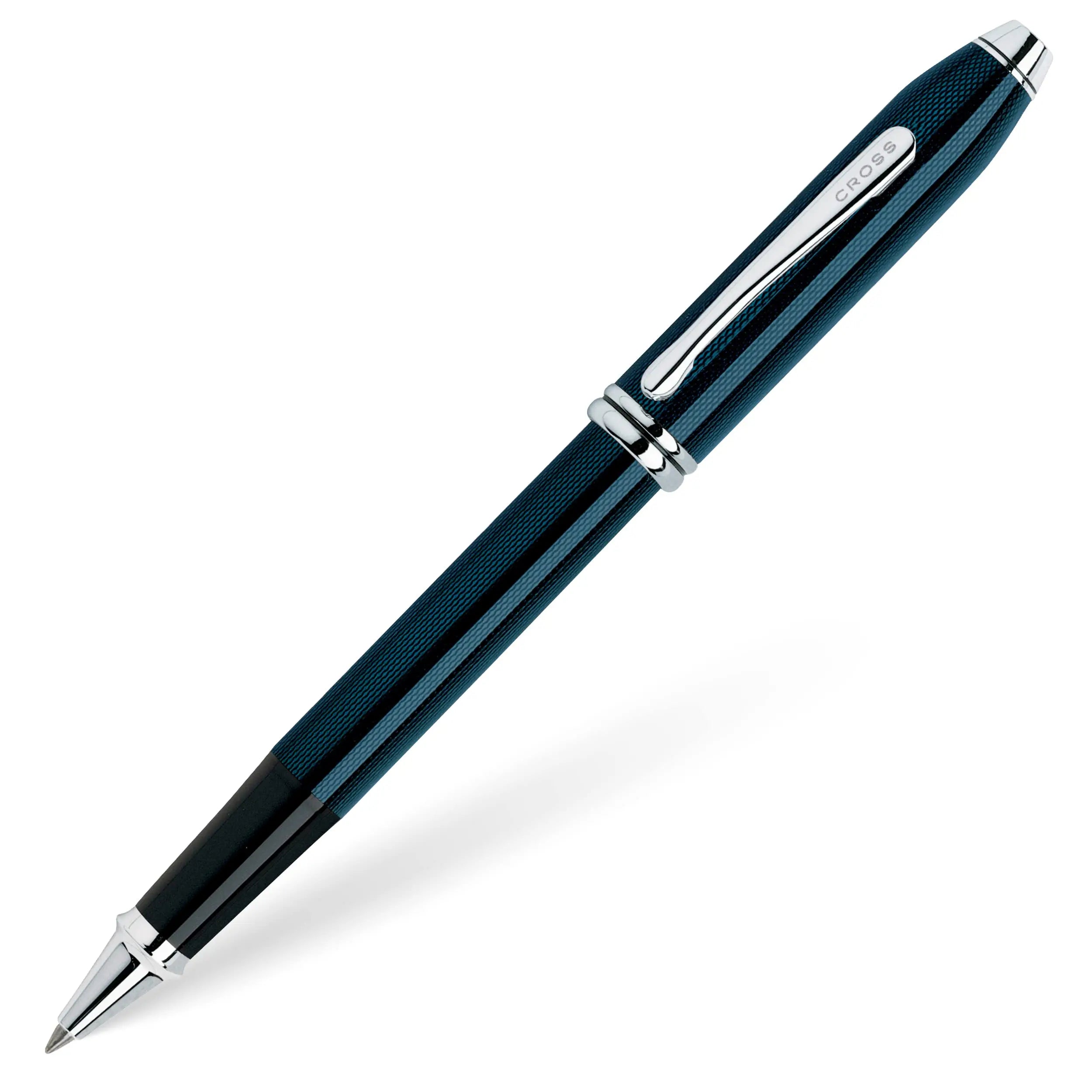 Cross Townsend Quartz Refillable Rollerball Pen, Rhodium-Plated Appointments, Includes Luxury Gift Box - Blue Lacquer Cross