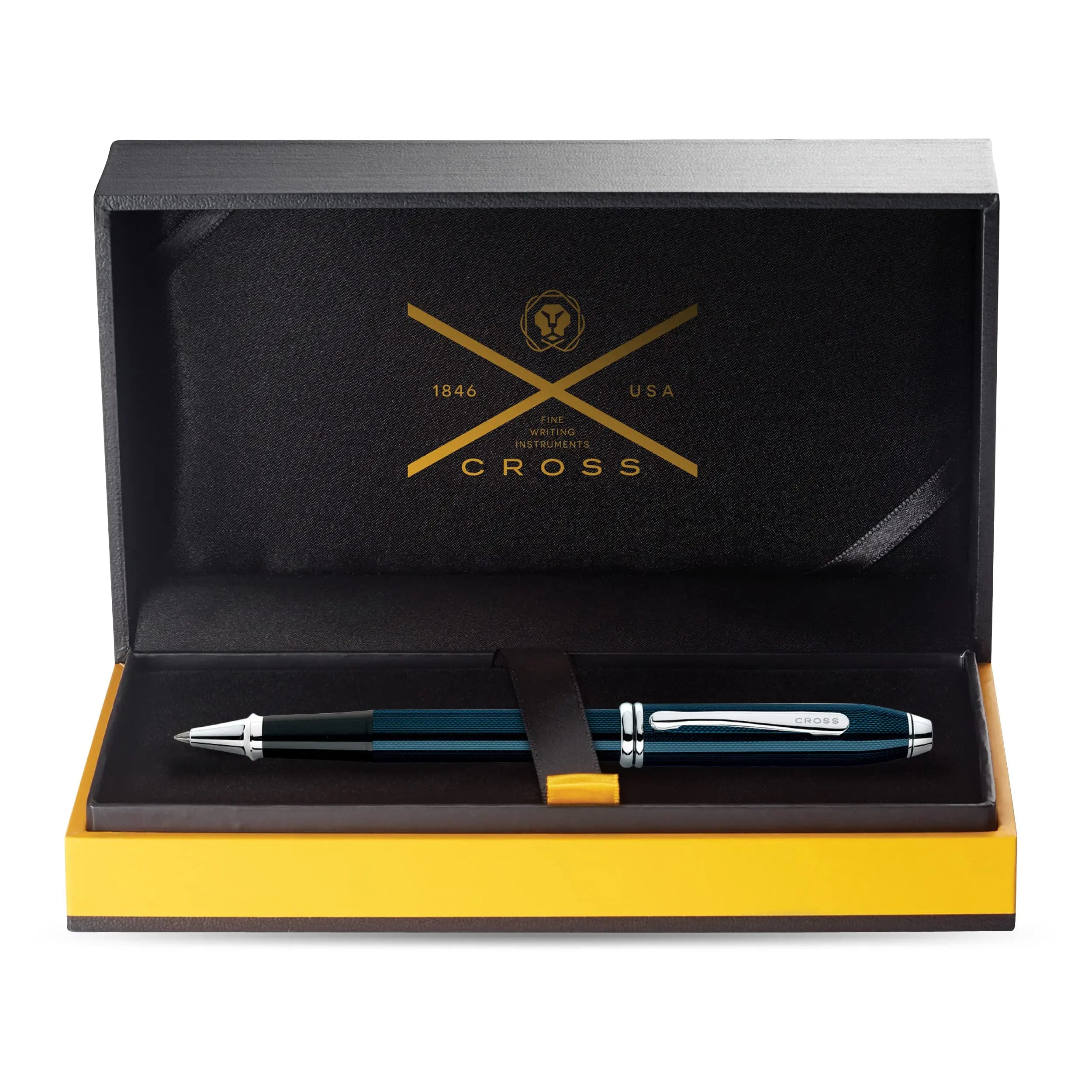 Cross Townsend Quartz Refillable Rollerball Pen, Rhodium-Plated Appointments, Includes Luxury Gift Box - Blue Lacquer Cross