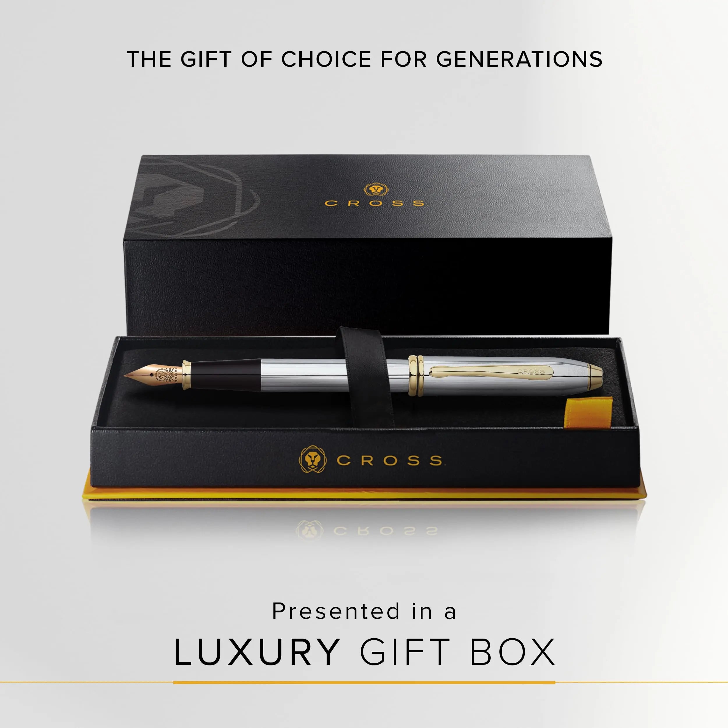 Cross Townsend Refillable Fountain Presented in a Luxury Gift Box - Medium Point, Black Ink, Medalist Cross