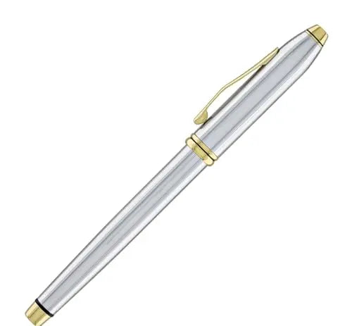 Cross Townsend® Medalist® Polished Chrome with 23KT Gold-Plated Appointments and 23KT Gold-Plated Medium Nib Fountain Pen + Ink Converter in Luxury gift box Cross