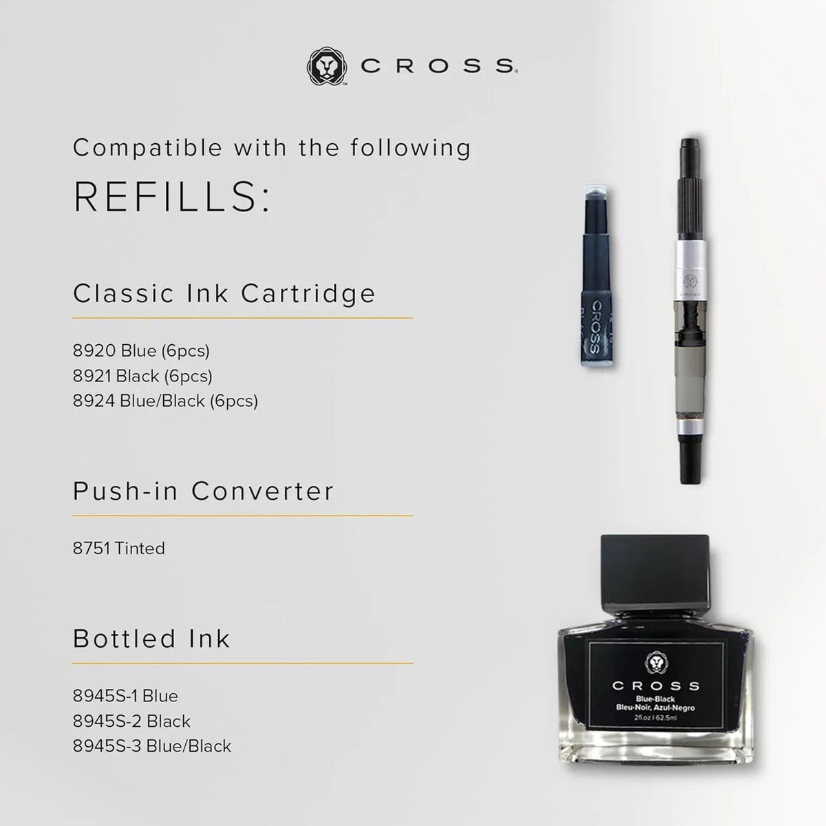 Cross Townsend® Medalist® Polished Chrome with 23KT Gold-Plated Appointments and 23KT Gold-Plated Medium Nib Fountain Pen + Ink Converter in Luxury gift box cross