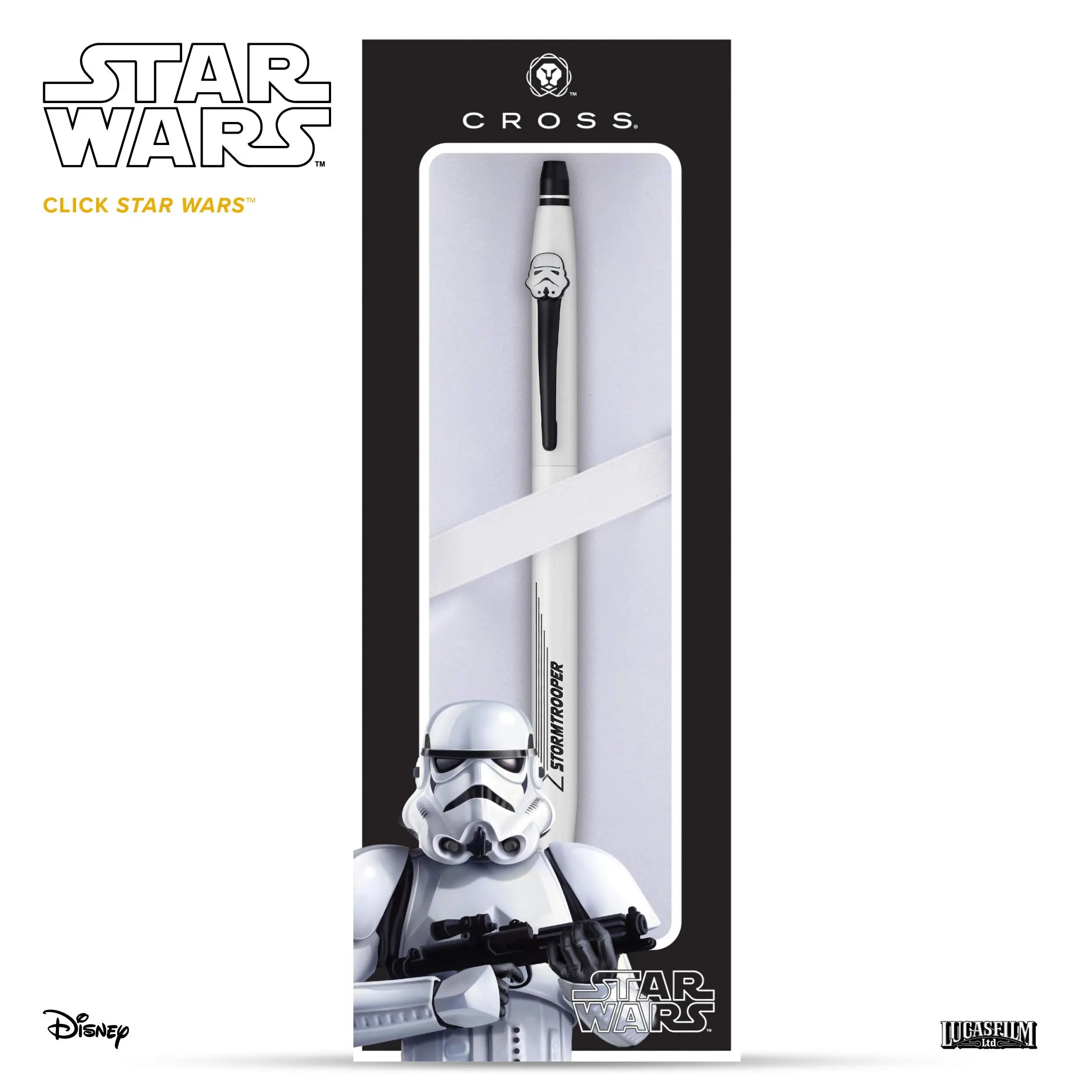 Cross X Star Wars Click Refillable Rolling Ball Gel Ink Pen, Includes Coordinated Character-Themed Gift Box - Stormtrooper Cross