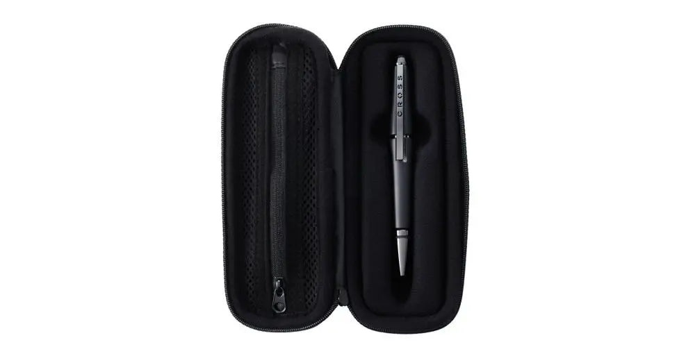 Edge Matte Black Lacquer Rollerball Pen with Modern Black Pen Case Cross