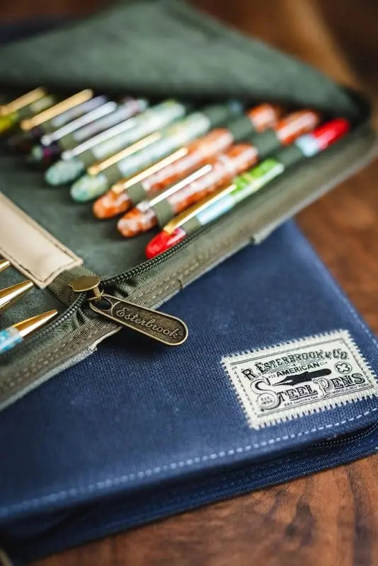 Esterbrook Canvas Collection - 20 Pen Zipper Case - Navy Blue Esterbrook