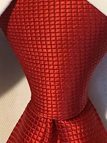 Intrepid Executive Wardrobe Accessory , 100% Solid Crimson Red Silk Jacquard Woven 3.4" Classic Handmade Men's Necktie Tie Intrepid