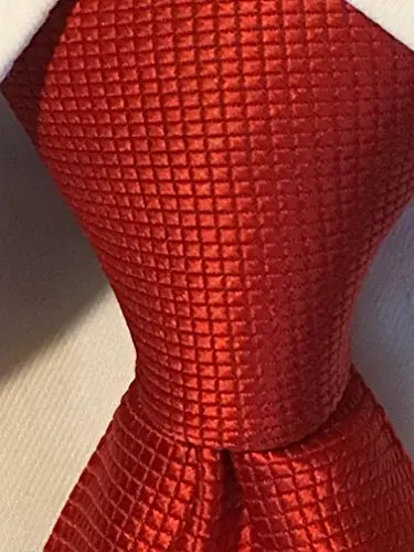 Intrepid Executive Wardrobe Accessory , 100% Solid Crimson Red Silk Jacquard Woven 3.4" Classic Handmade Men's Necktie Tie Intrepid