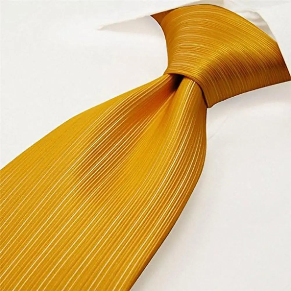 Intrepid Executive Wardrobe Accessory , Handmade 100% Classic Silk Woven Solid Gold Men's Neck Tie, (3.4" Necktie) Intrepid