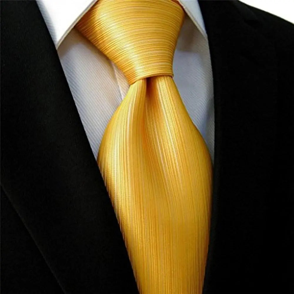 Intrepid Executive Wardrobe Accessory , Handmade 100% Classic Silk Woven Solid Gold Men's Neck Tie, (3.4" Necktie) Intrepid