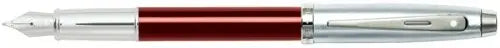 Sheaffer 100 Red Translucent w/ Brushed Chrome Cap w/ Nickel Plated Trim Fountain Pen - crosspenmall.com