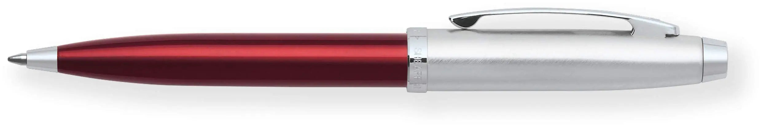 Sheaffer 100 Series Brushed Chrome Cap/Nickel Trim Ballpoint Pen - Red Barrel Sheaffer