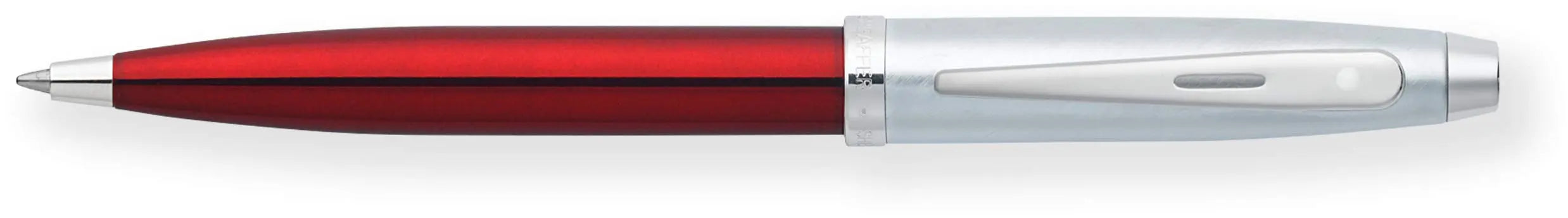 Sheaffer 100 Series Brushed Chrome Cap/Nickel Trim Ballpoint Pen - Red Barrel Sheaffer