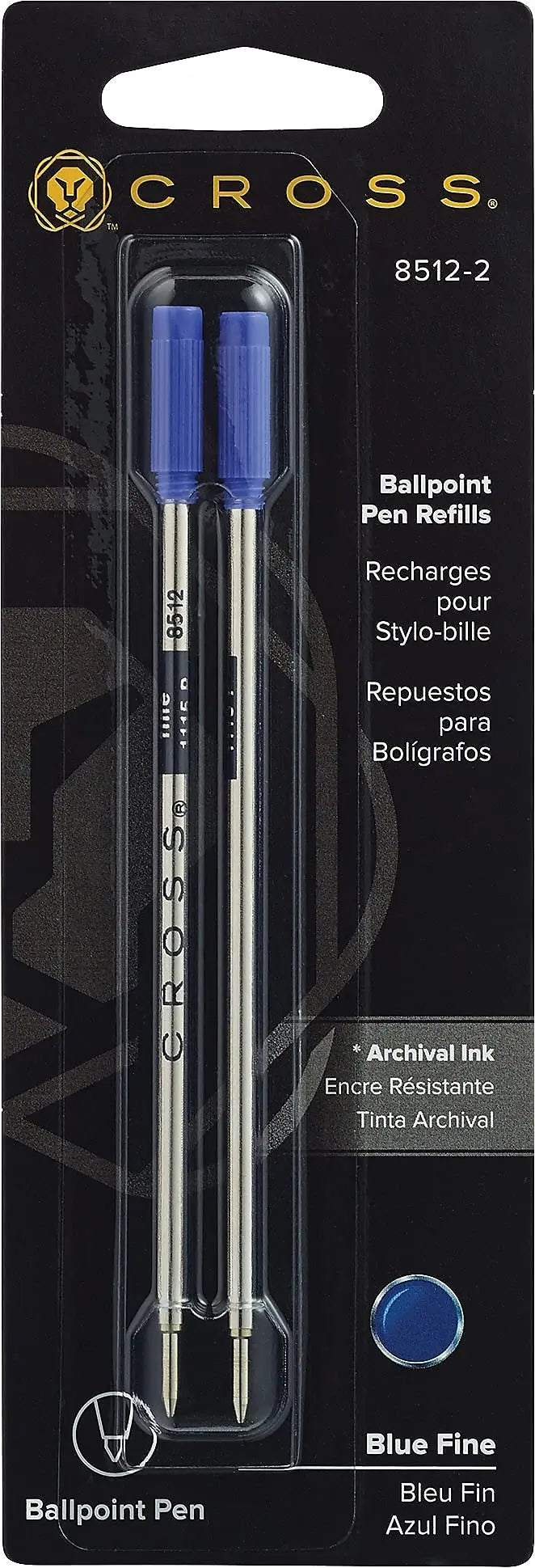 Cross 85112 Refills for Ballpoint Pens, Medium, Blue Ink, 2/Pack - crosspenmall.com