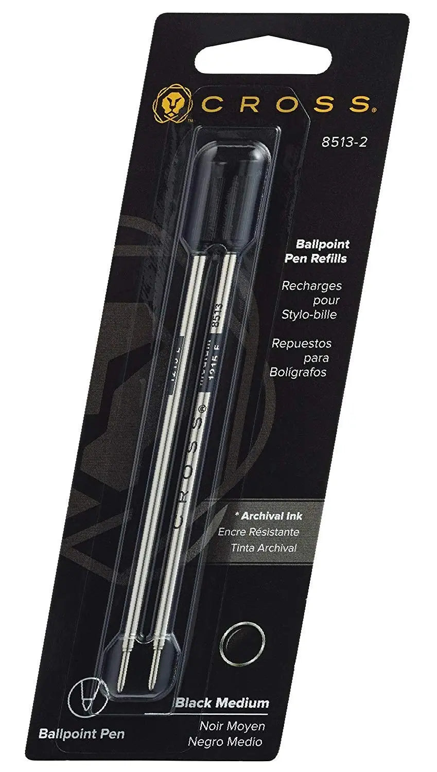 Cross Refills for Ballpoint Pens, Medium, Black Ink, 2/Pack (85132) (New Version) Cross