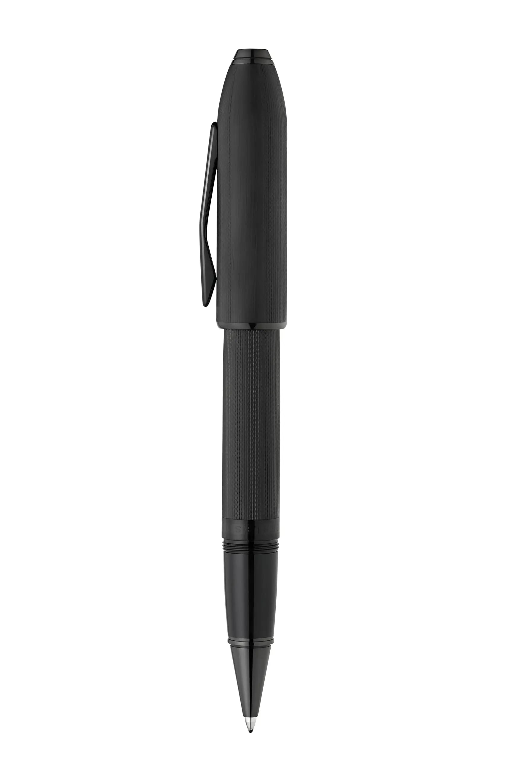 Peerless™ Polished Black PVD Engraved Diamond Pattern with Black PVD Appointments and Swarovski Crystal Ballpoint Pen Cross