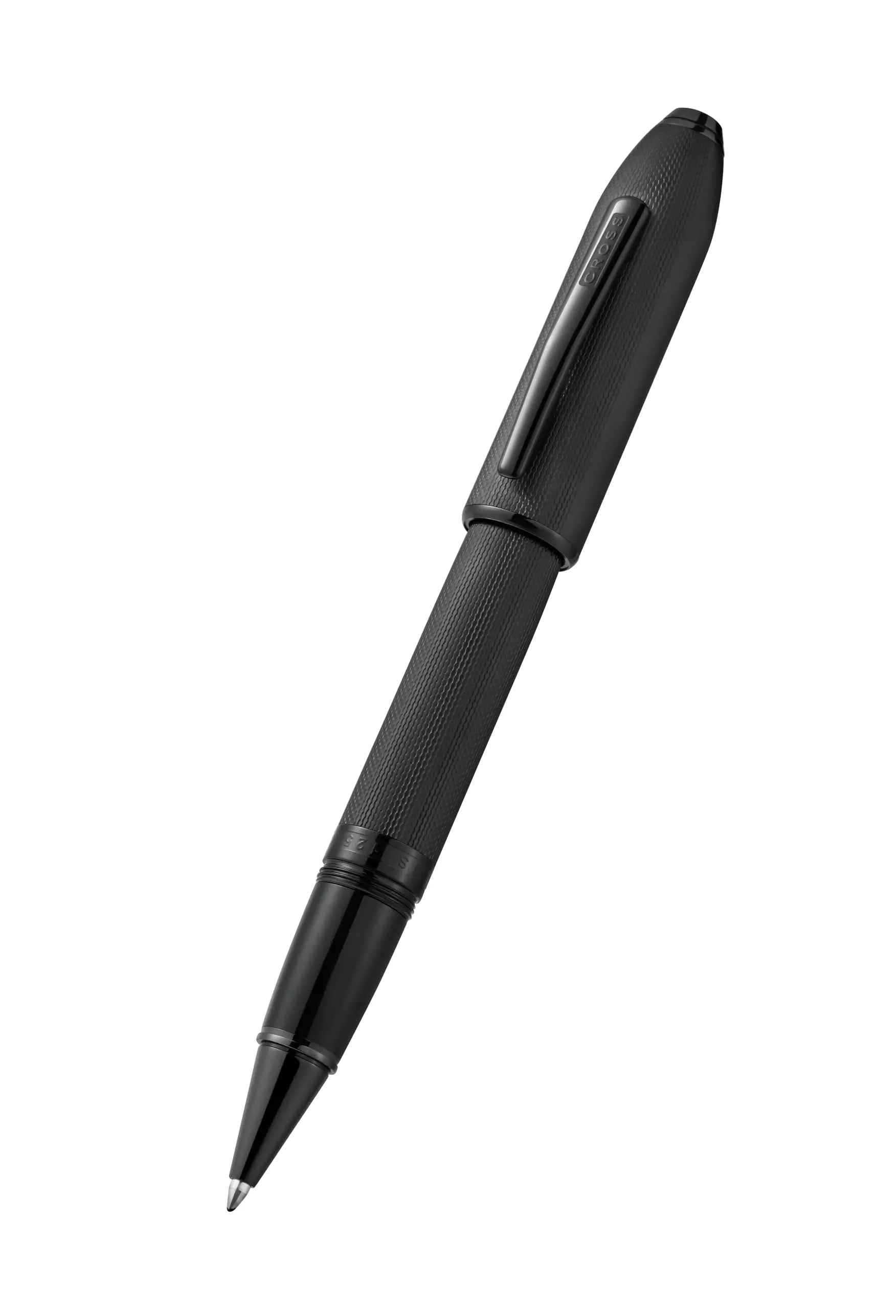 Peerless™ Polished Black PVD Engraved Diamond Pattern with Black PVD Appointments and Swarovski Crystal Ballpoint Pen Cross