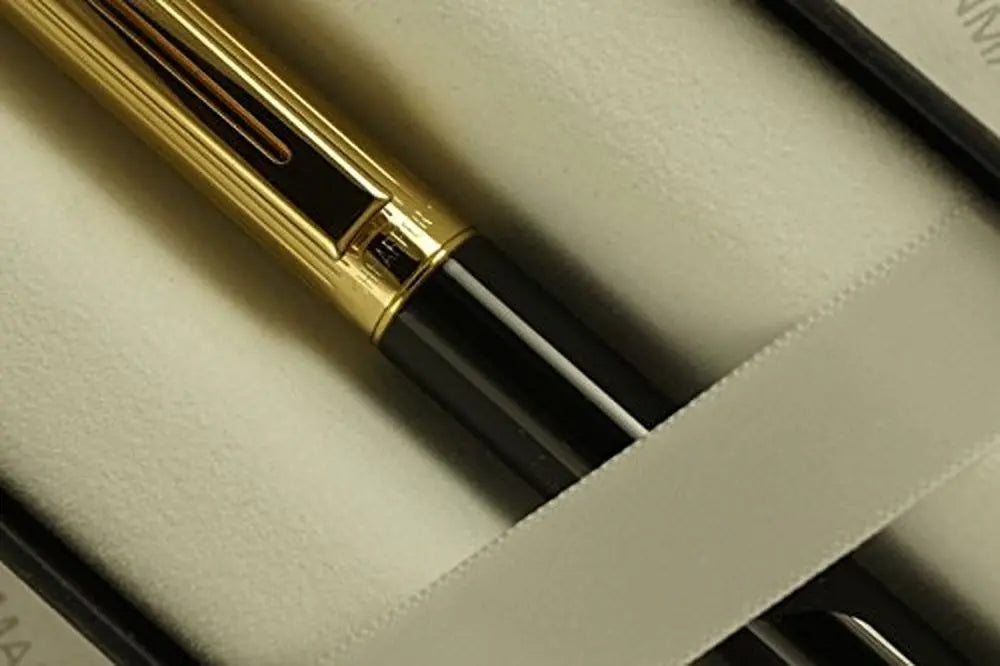 Cross Sheaffer Sentinel-Signature Ballpoint Pen with 23K Grooves / Ridged Gold Cap and Black Lacquer Barrel in Pristine Sheaffer Gift Box - crosspenmall.com