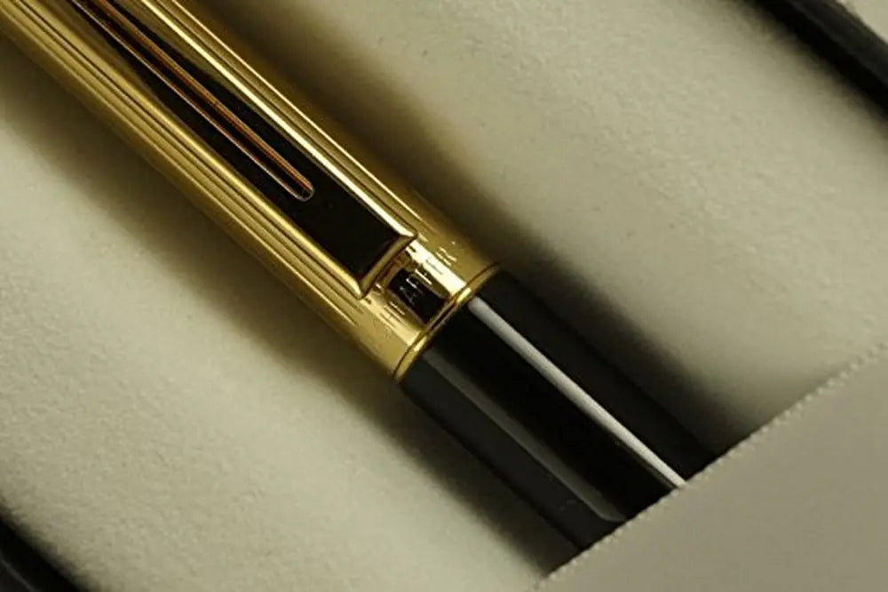 Cross Sheaffer Sentinel-Signature Ballpoint Pen with 23K Grooves / Ridged Gold Cap and Black Lacquer Barrel in Pristine Sheaffer Gift Box - crosspenmall.com