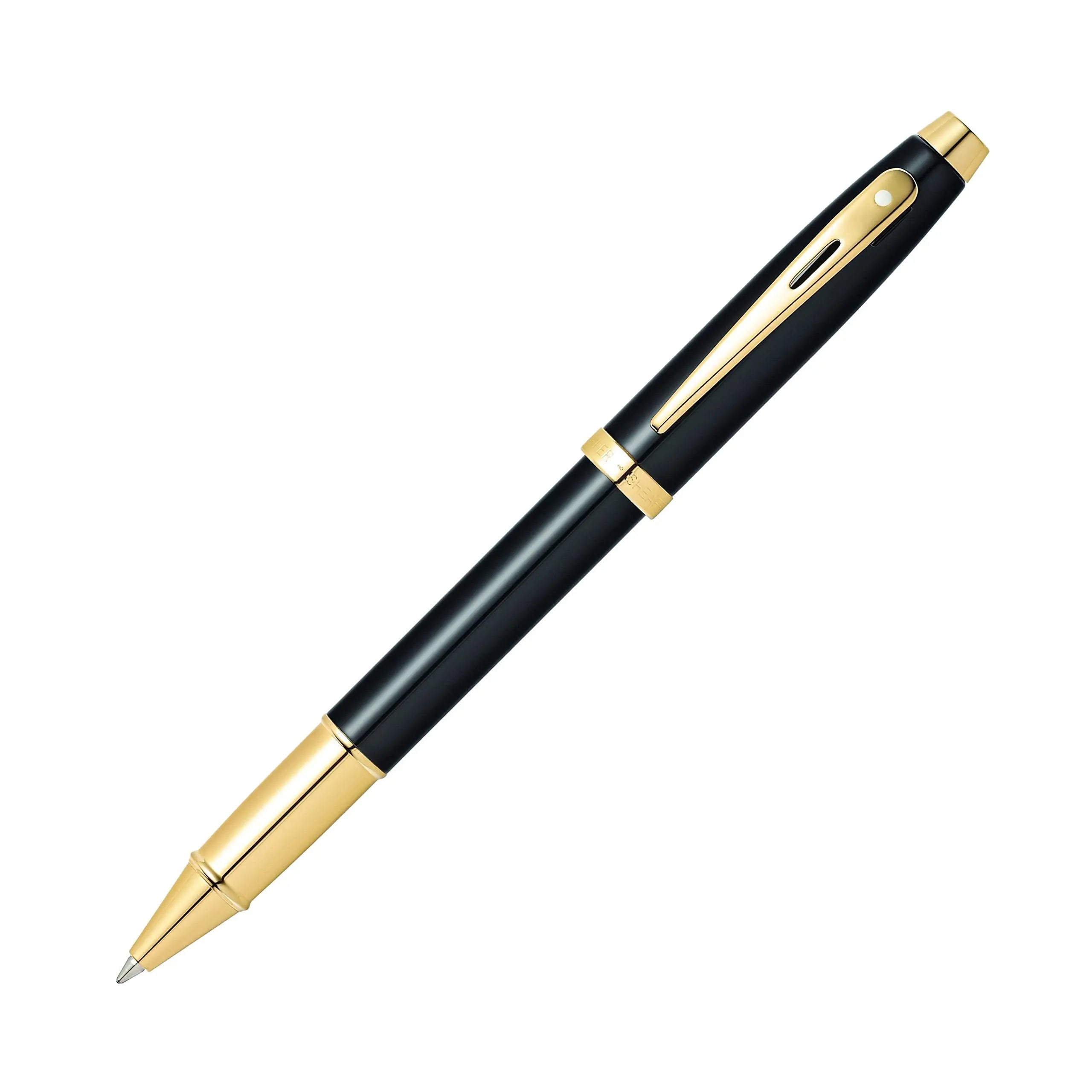 SHEAFFER 100 Black Lacquer Rollerball Pen with Gold-Tone Trim Sheaffer