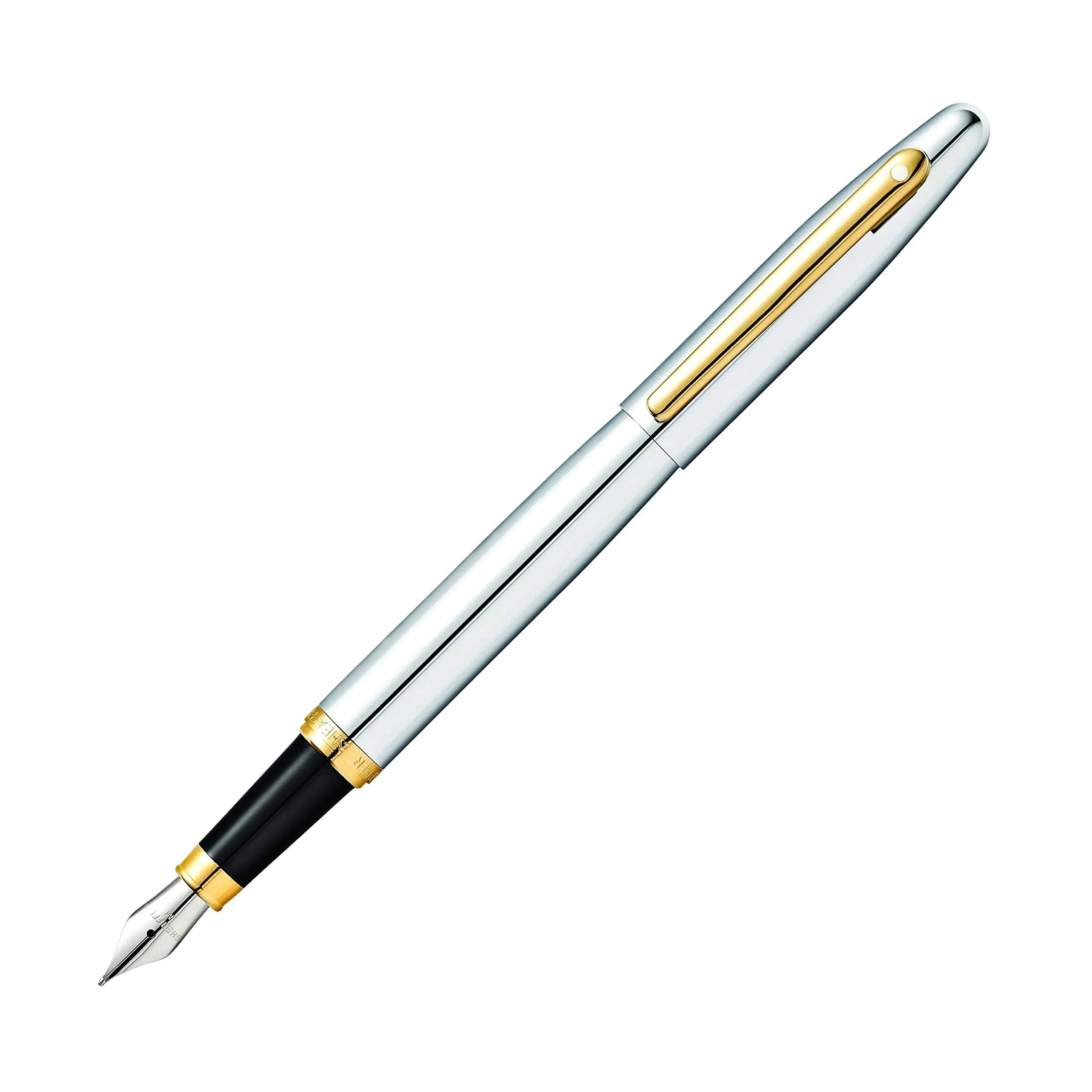 SHEAFFER VFM Chrome Fountain Pen with Polished Gold-Tone Trim Sheaffer