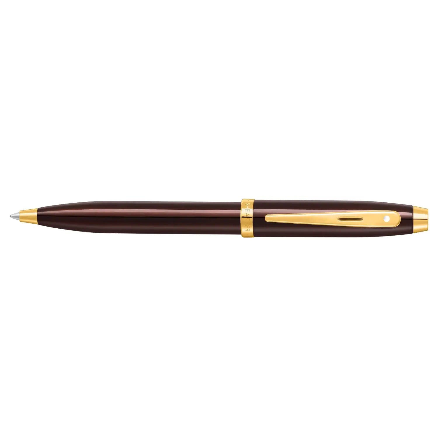 Sheaffer 100 9370 Glossy Coffee Brown Ballpoint Pen With PVD Gold-Tone Trim Sheaffer