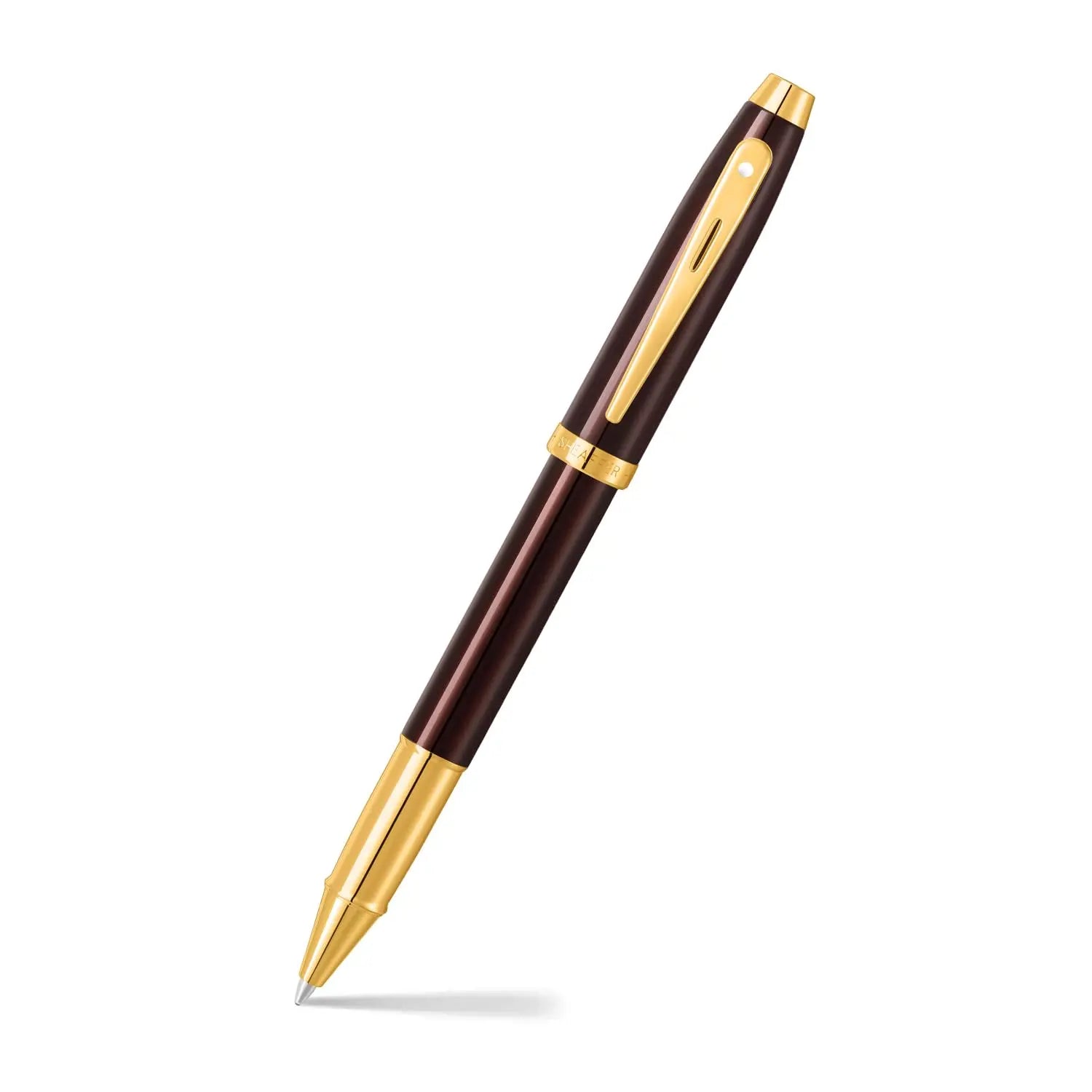 Sheaffer 100 9370 Glossy Coffee Brown Rollerball Pen With PVD Gold Trim - Medium Sheaffer