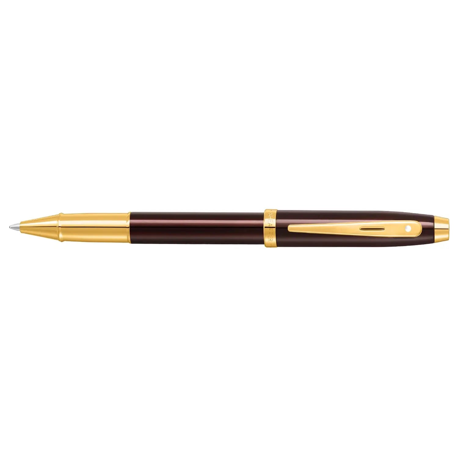 Sheaffer 100 9370 Glossy Coffee Brown Rollerball Pen With PVD Gold Trim - Medium Sheaffer