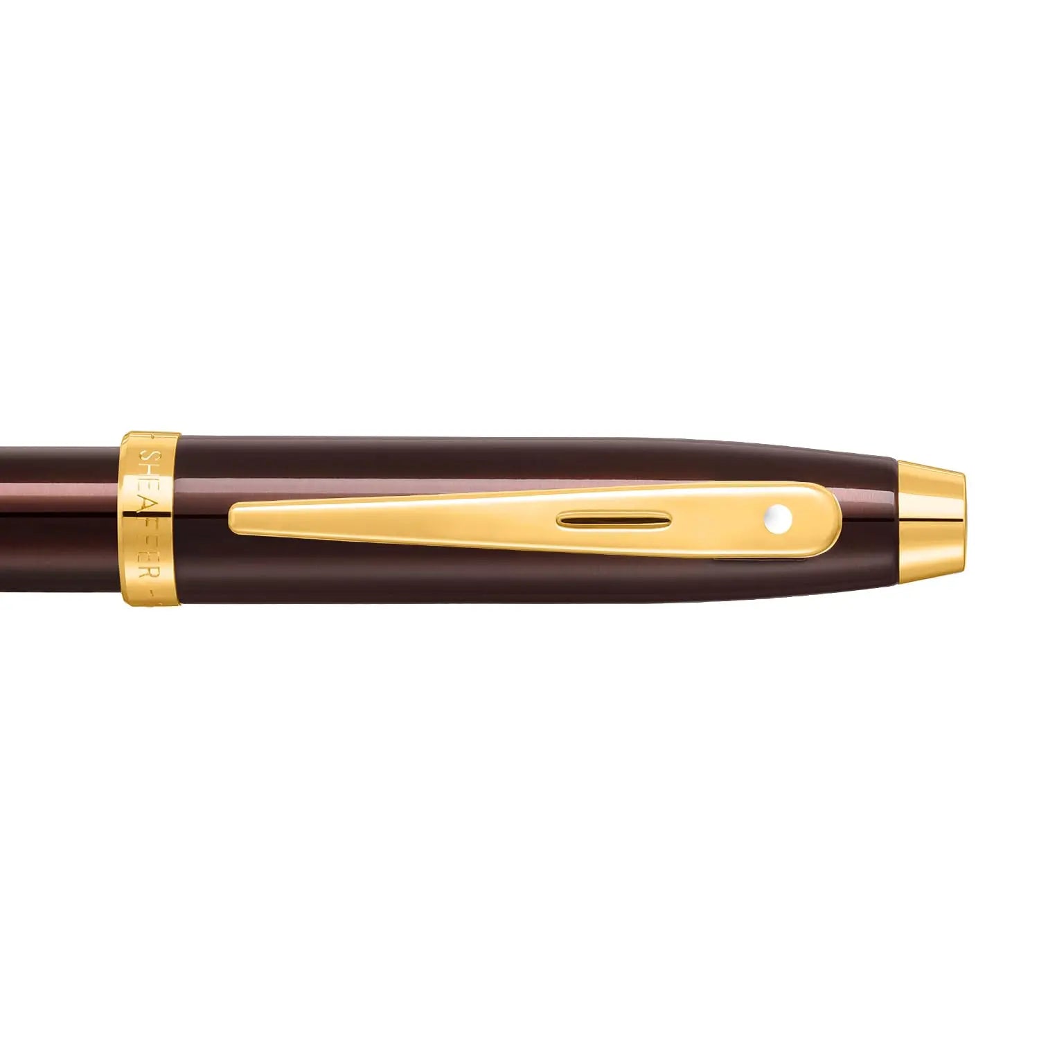 Sheaffer 100 9370 Glossy Coffee Brown Rollerball Pen With PVD Gold Trim - Medium Sheaffer