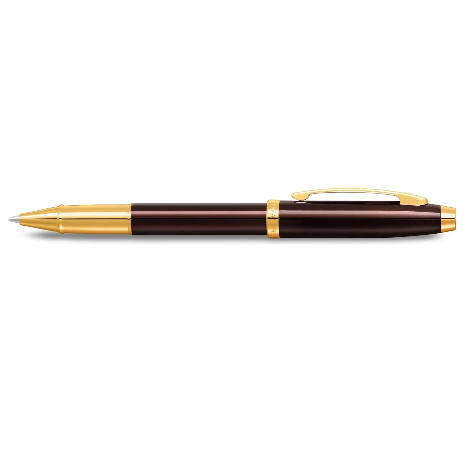 Sheaffer 100 9370 Glossy Coffee Brown Rollerball Pen With PVD Gold Trim - Medium Sheaffer