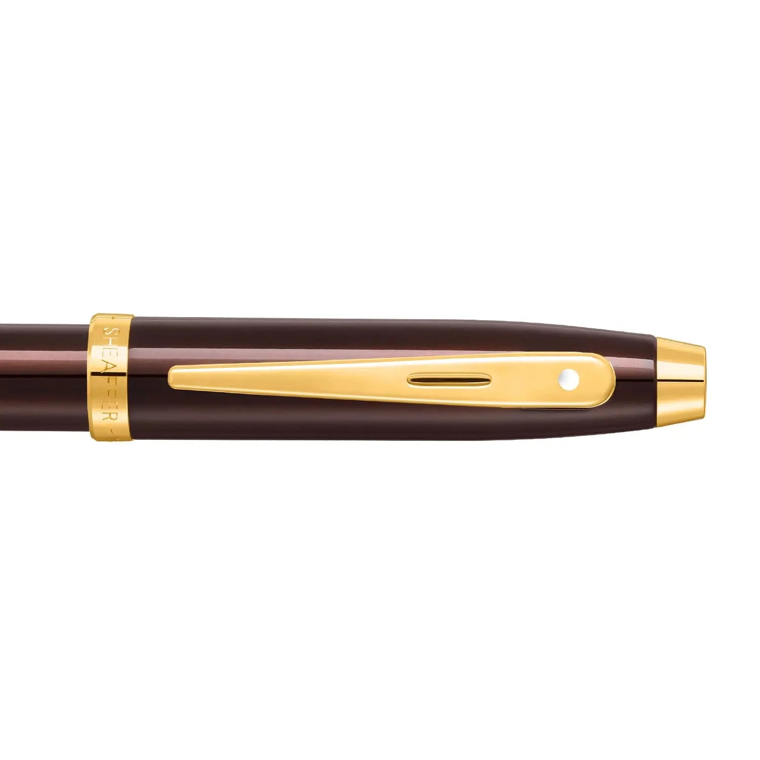 Sheaffer 100 9370 Retractable Ballpoint Pen, Glossy Coffee Brown Finish with Shiny PVD Gold-Plated Trim, Medium Point, Refillable Luxury Writing Pen, Premium Gift Box Sheaffer