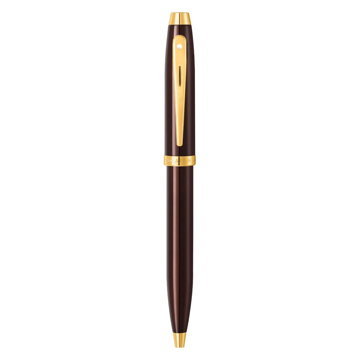 Sheaffer 100 9370 Retractable Ballpoint Pen, Glossy Coffee Brown Finish with Shiny PVD Gold-Plated Trim, Medium Point, Refillable Luxury Writing Pen, Premium Gift Box Sheaffer