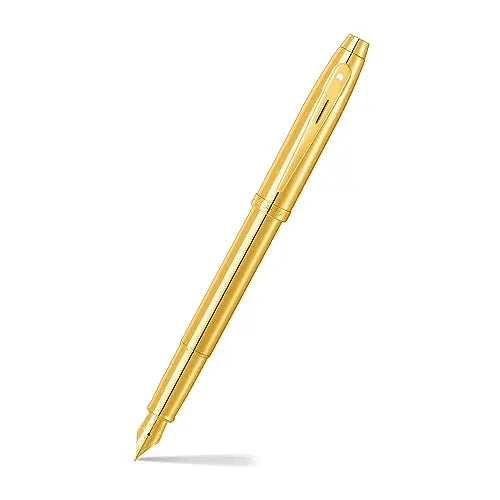 Sheaffer 100 9372 Glossy PVD Gold Fountain Pen With PVD Gold Trim - Medium - crosspenmall.com