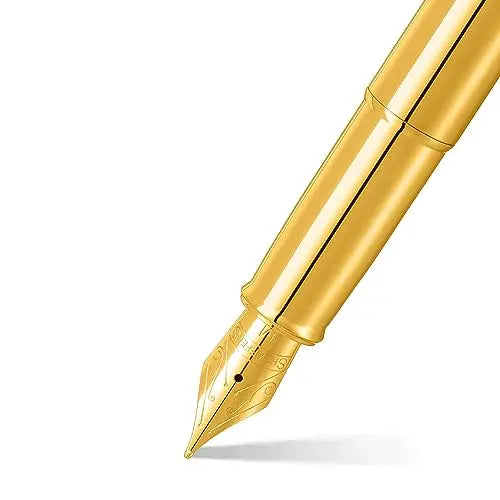 Sheaffer 100 9372 Glossy PVD Gold Fountain Pen With PVD Gold Trim - Medium - crosspenmall.com