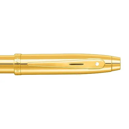 Sheaffer 100 9372 Glossy PVD Gold Fountain Pen With PVD Gold Trim - Medium - crosspenmall.com