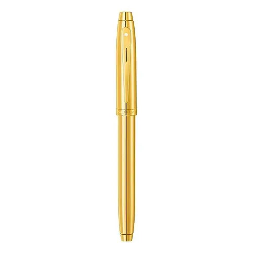 Sheaffer 100 9372 Glossy PVD Gold Fountain Pen With PVD Gold Trim - Medium - crosspenmall.com