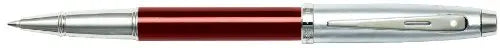 Sheaffer 100 Brushed Chrome Cap Nickel Trim Rollerball Pen - Red - crosspenmall.com