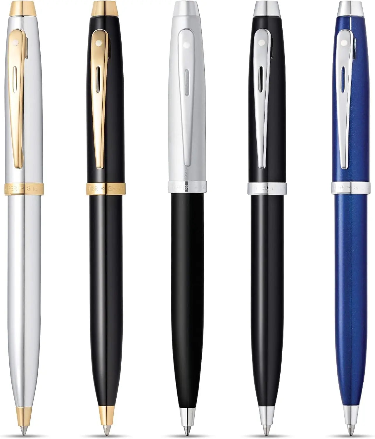 Sheaffer 100 Chrome Fountain Pen with Gold Tone Trim and Medium Nib - crosspenmall.com