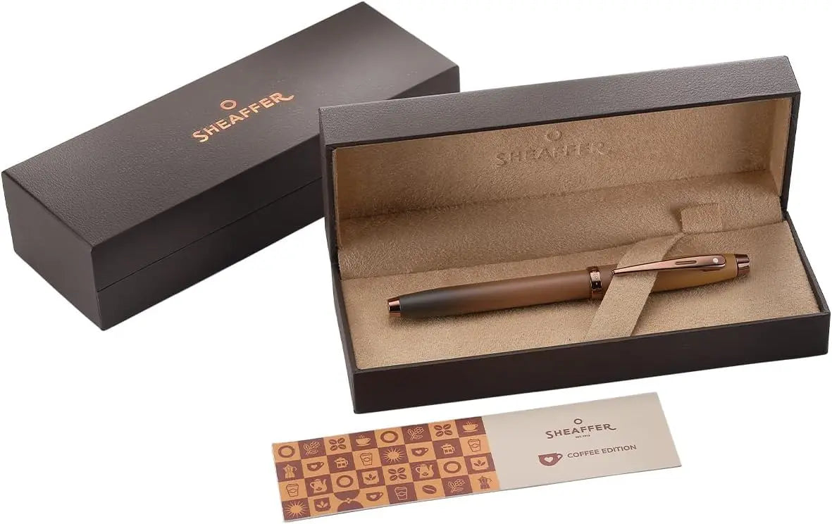 Sheaffer 100 9374 Coffee Edition Matt Brown Fountain Pen with Regal Brown PVD Signature mid band and White Dot of excellence - Fine Point Sheaffer