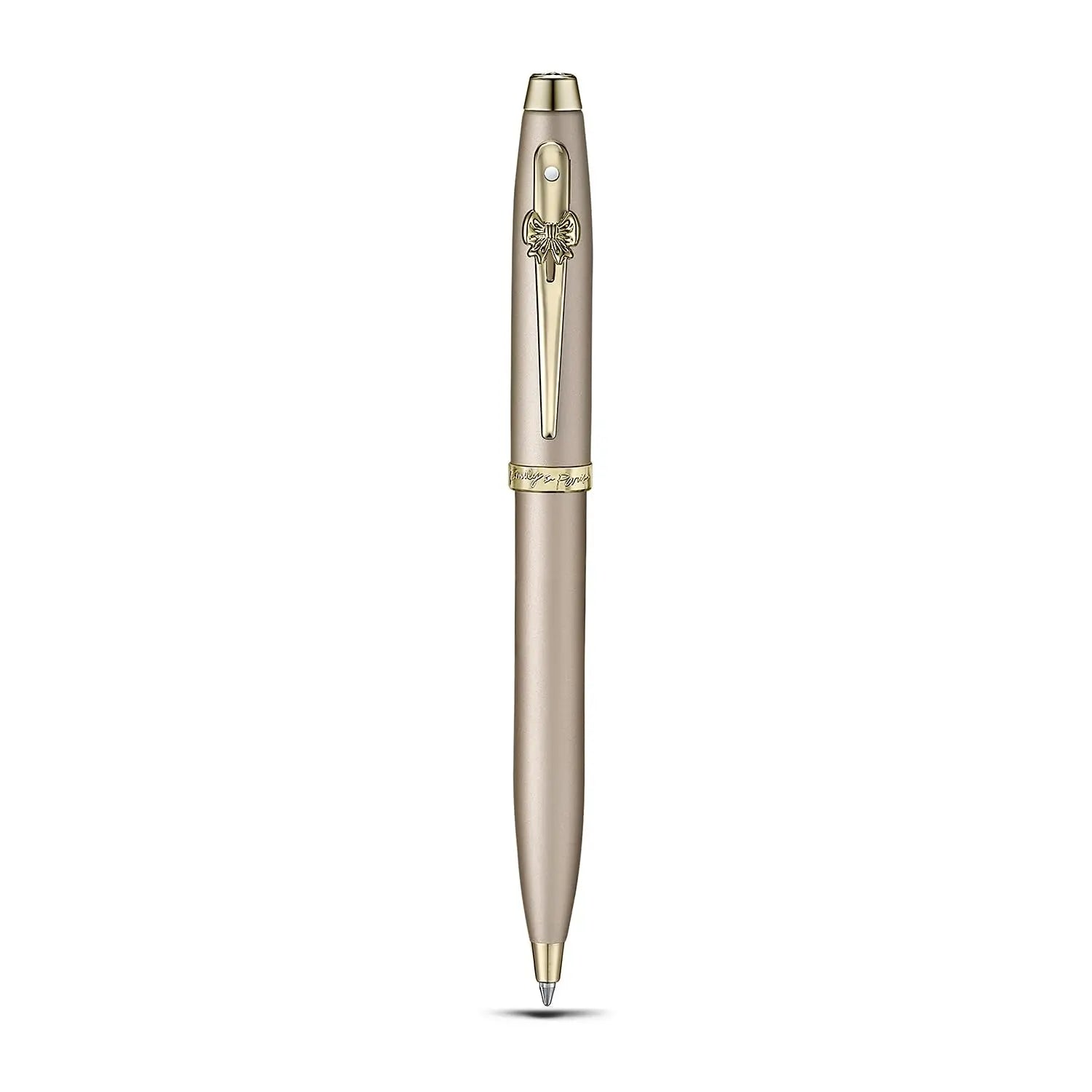 Sheaffer 100 Emily in Paris 9377 Collection, Champagne Gold Pen with PVD Gold Trims, Bow-Shaped Clip. Sheaffer