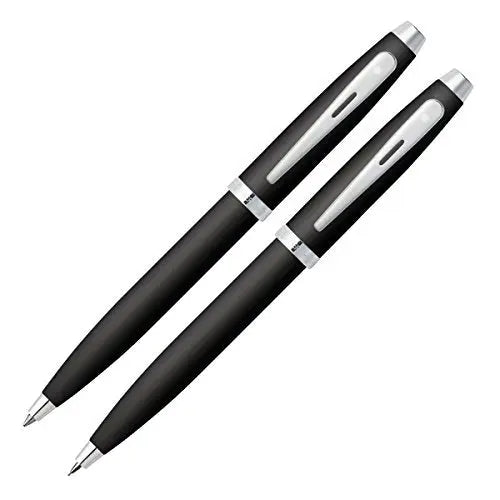 Sheaffer 100 Nickel Trim Ballpoint Pen & 0.7mm Pencil Set, Matte Black Cap & Barrel (E9931751-30) - crosspenmall.com