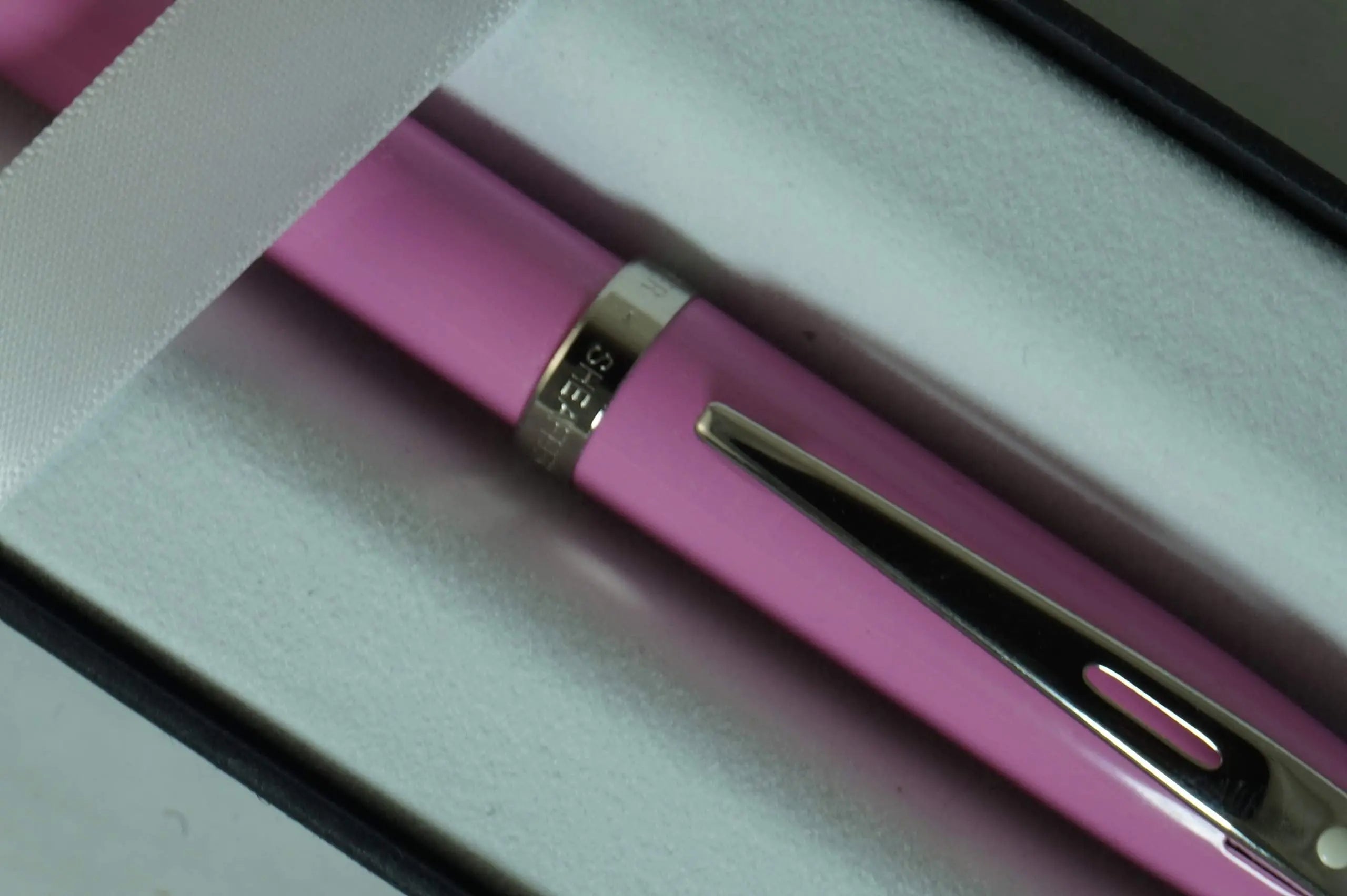 Sheaffer 100 Pearlescent Pink with Nickel appointments and Signature Mid Band Medium Ballpoint Pen. Very solid and Responsive - crosspenmall.com