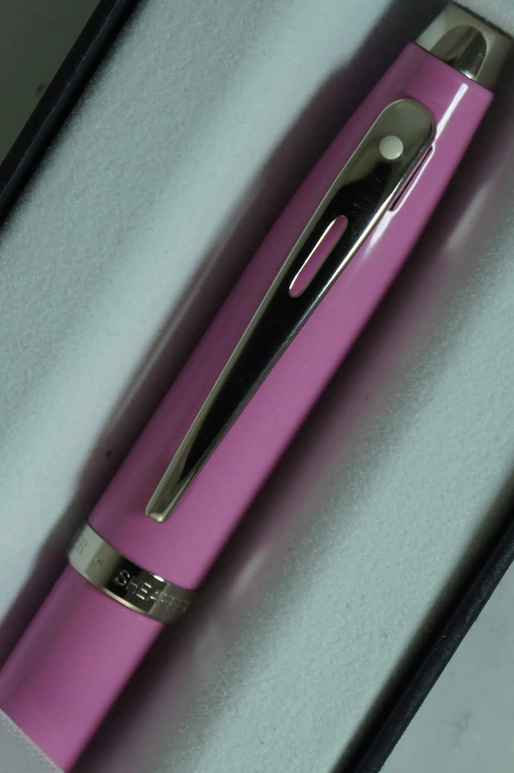 Sheaffer 100 Pearlescent Pink with Nickel appointments and Signature Mid Band Medium Ballpoint Pen. Very solid and Responsive - crosspenmall.com